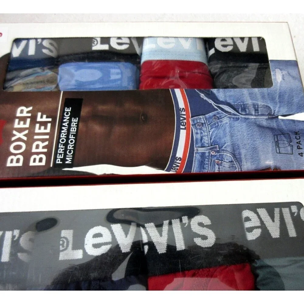 Levi's Men's Performance Microfiber 4 Pack Comfort Boxer Briefs Colors NIB